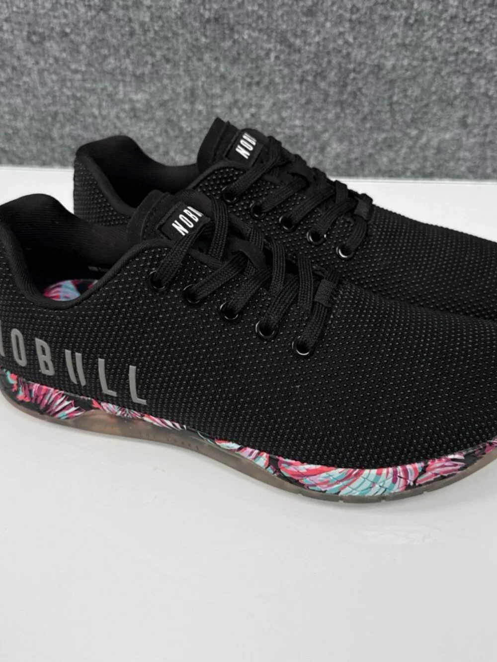 NOBULL Trainer Floral Outsole Sneakers Size M7 W8.5 Black Training Shoes
